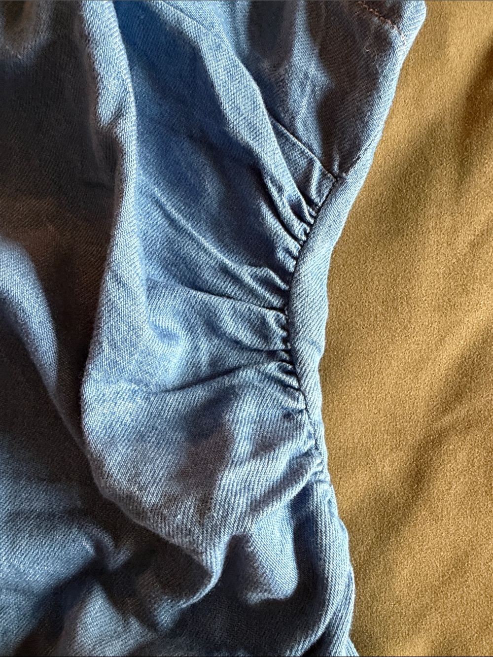 {MADEWELL} denim ruched mini dress 4 - Picture 7 of 10